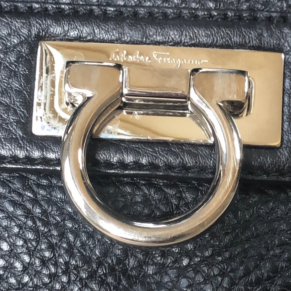 Salvatore Ferragamo Black Pebbled Leather Sofia Bag Silver tone hardware - Picture 15 of 16